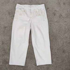 INC International Concepts Women's High Rise Straight White Floral Jeans Size 32